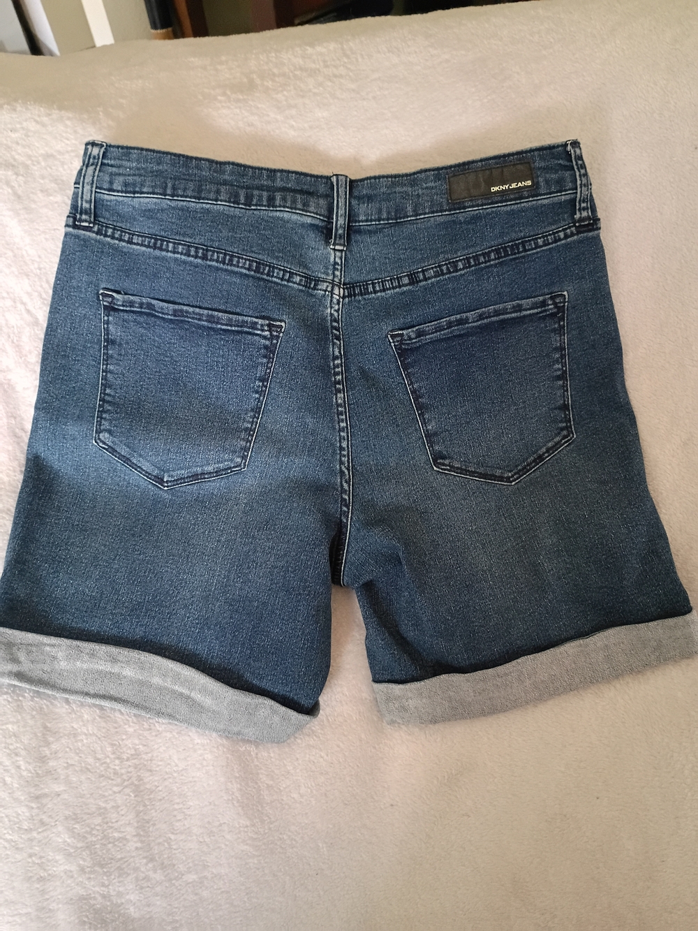DKNY Jeans Women's Blue Denim Rolled Hem Shorts - Picture 2 of 3